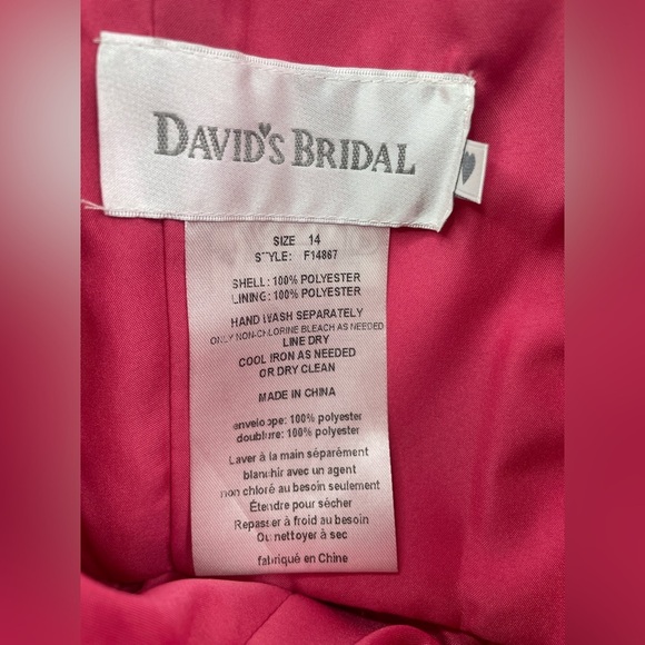 David’s Bridal Pink Strapless Beaded Mini Dress Prom Homecoming Size 14 - Picture 4 of 7